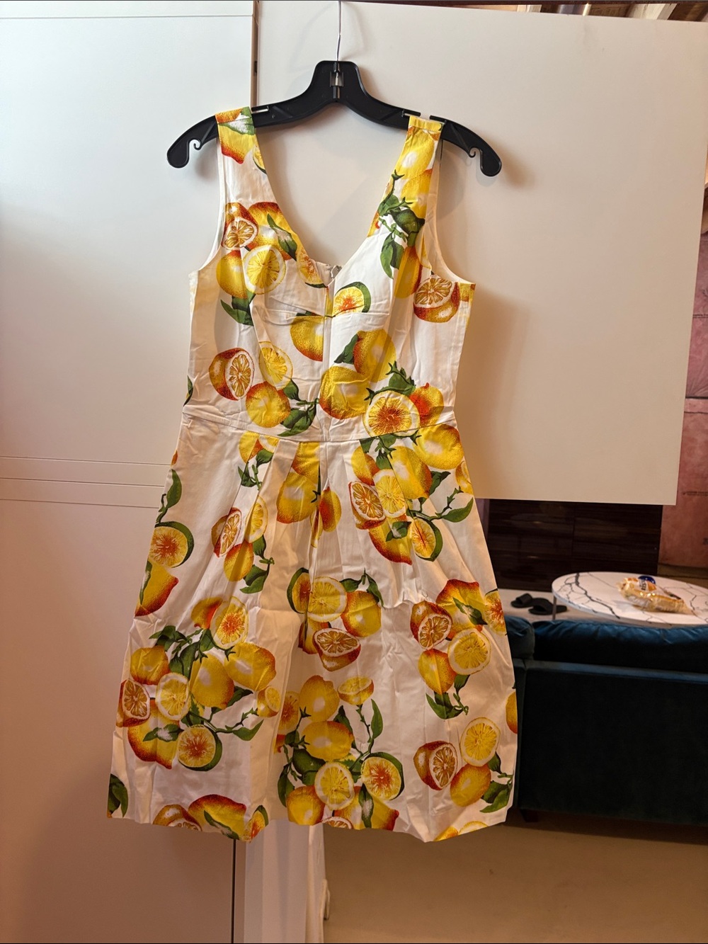 Banana Republic White Sleeveless Lemon-Print Midi Dress